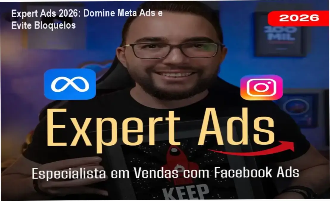 Capa do ebook Expert Ads 2026 mostrando estratégias de Meta Ads para negócios locais