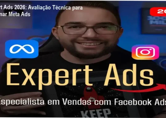 Capa do ebook Expert Ads 2026 mostrando estratégias de anúncios no Facebook e Instagram para negócios locais
