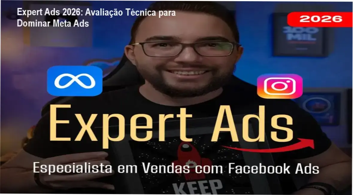 Capa do ebook Expert Ads 2026 mostrando estratégias de anúncios no Facebook e Instagram para negócios locais