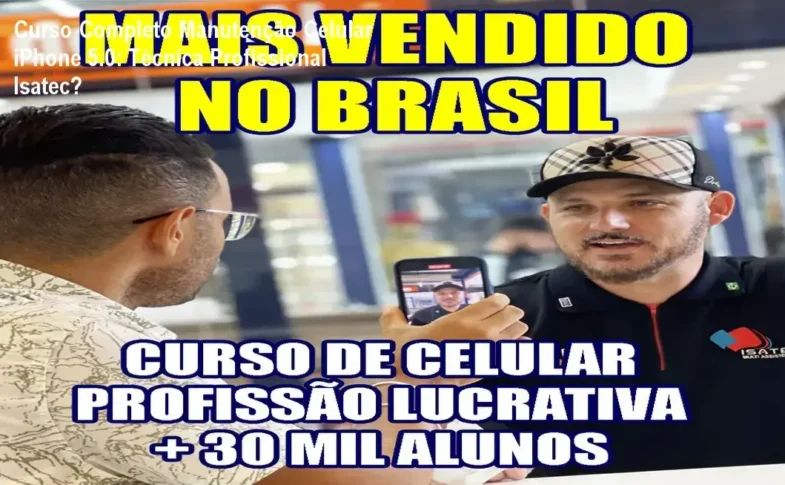Professor Luis Carlos, especialista internacionalmente certificado em manutenção de celulares, demonstrando técnicas de reparo profissional