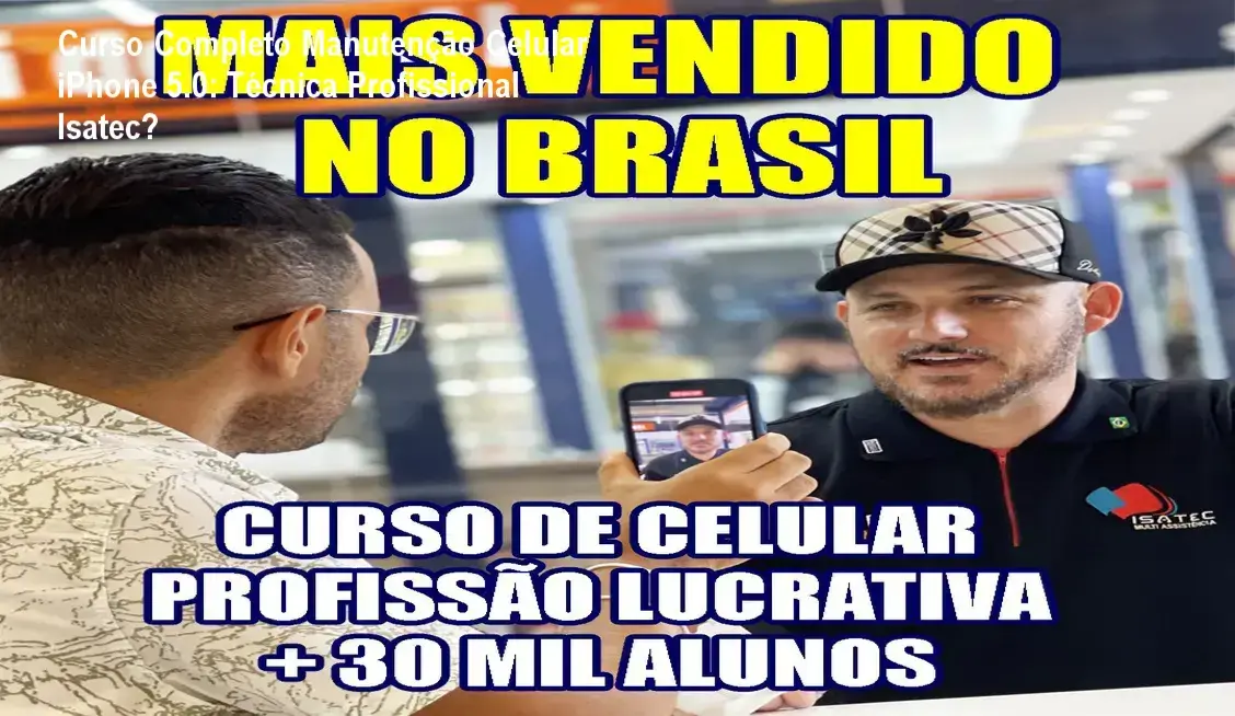 Professor Luis Carlos, especialista internacionalmente certificado em manutenção de celulares, demonstrando técnicas de reparo profissional