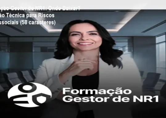 Formação Gestor de NR1 com ícones de documentos SST (PGR, PCMSO e plano de ação de saúde mental) simbolizando aplicação prática