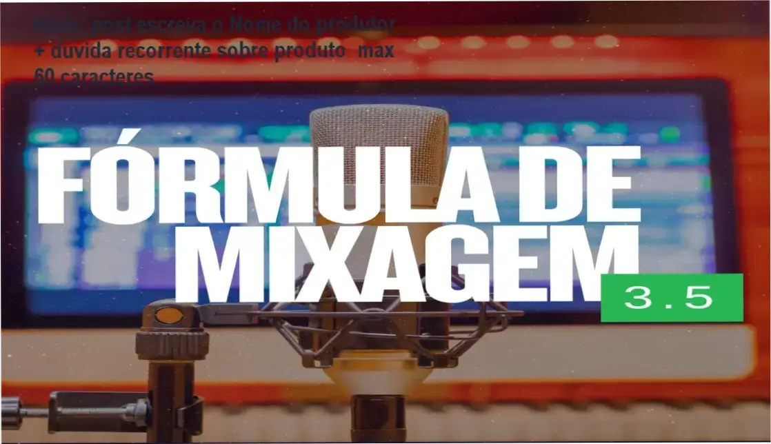 Fórmula de Mixagem FM3.9 em telas de computador com legendas técnicas de áudio