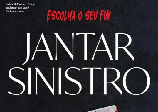 Jantar misterioso em uma propriedade isolada com prato de jantar e cenas de mansão noturna
