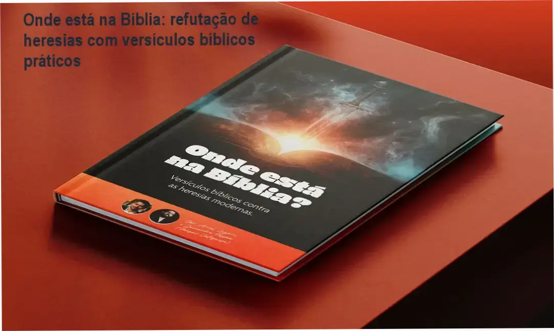 Capa do eBook com título 'Onde está na Bíblia: Versículos contra heresias modernas' e descrição de benefícios