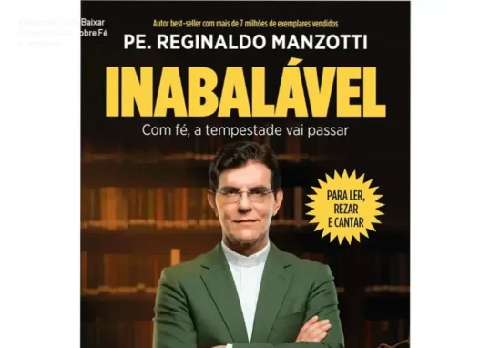 Capa do livro 'Inabalável' com título e autor Padre Reginaldo Manzotti, foco em fé e resiliência emocional