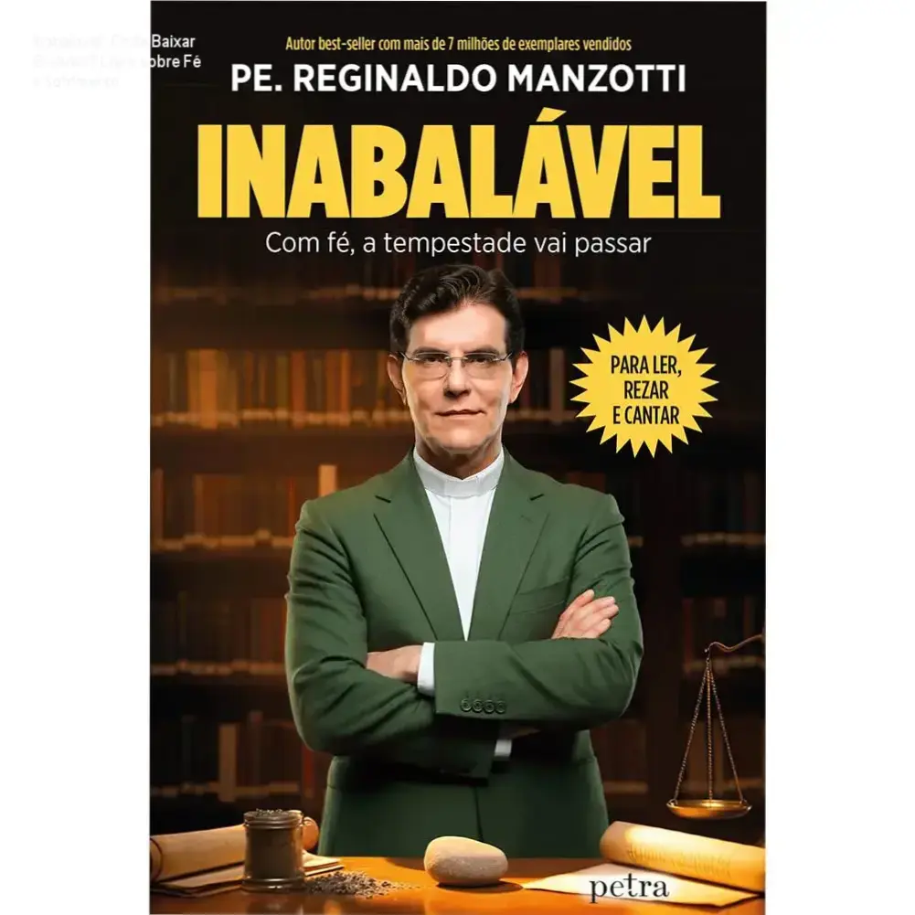 Capa do livro 'Inabalável' com título e autor Padre Reginaldo Manzotti, foco em fé e resiliência emocional