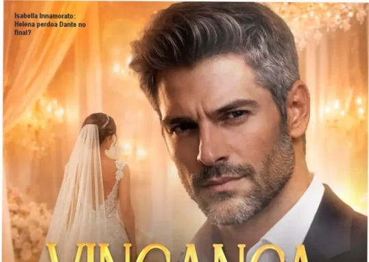 Capa do eBook Vingança por Contrato de Isabella Innamorato com Helena e Dante no altar