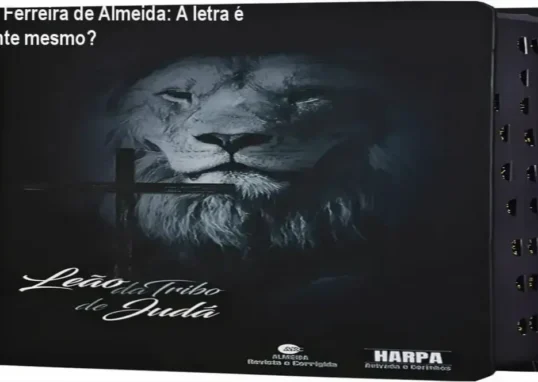 Bíblia Sagrada Almeida capa dura com harpa e palavras de Jesus em vermelho