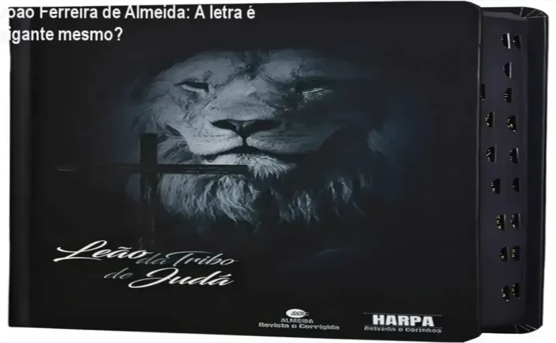 Bíblia Sagrada Almeida capa dura com harpa e palavras de Jesus em vermelho