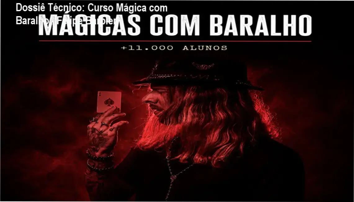 Capa do curso online de cartomagia de Felipe Barbieri mostrando baralho e objetos de ilusionismo