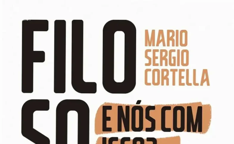 Livro Filosofia E nós com isso de Mario Sergio Cortella sobre mesa