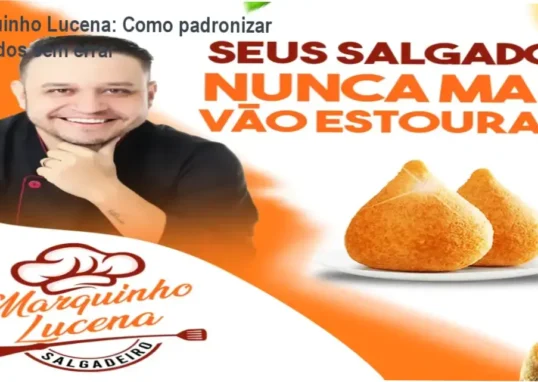 Marquinho Lucena apresentando sua técnica de pré-mistura para salgados perfeitos