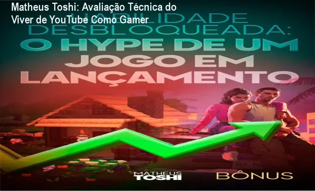 Matheus Toshi apresentando seu curso Viver de YouTube Como Gamer, destacando estratégias de crescimento no YouTube
