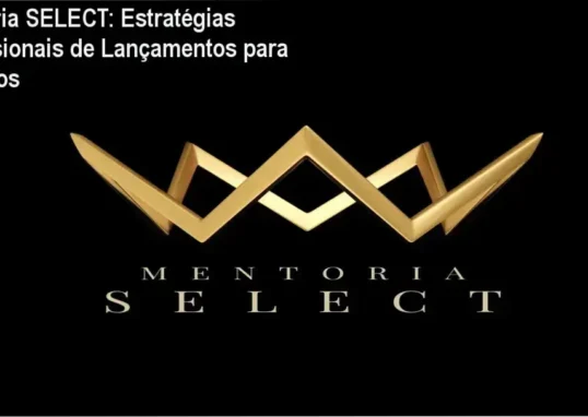 Imagem destacando a Mentoria SELECT com gráficos de tráfego pago e resultados em lançamentos digitais