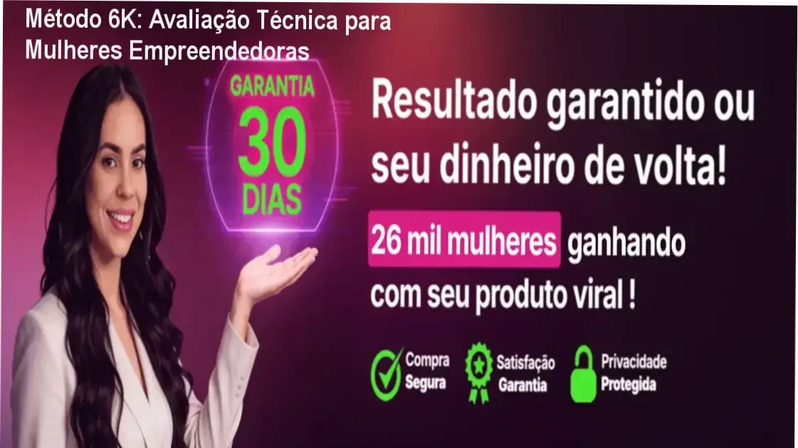 Tela do curso Método 6K mostrando mentoria de Suelen Mello para mulheres empreendedoras