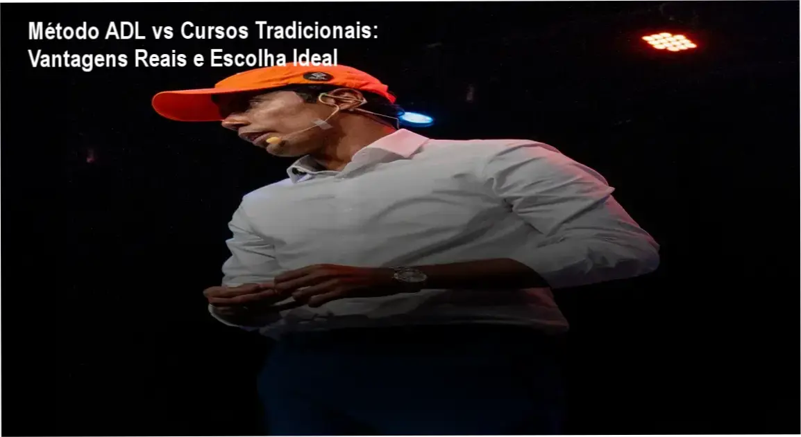 Comparativo visual entre o Método ADL e cursos tradicionais de leilões de carros