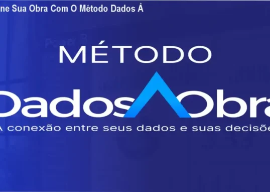 Painel de gestão de obras com dados em tempo real, exibindo indicadores de custo, prazo e produtividade.