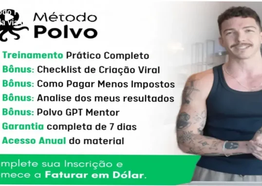 Imagem promocional do Método Polvo 4x1 destacando oferta e cupom de desconto