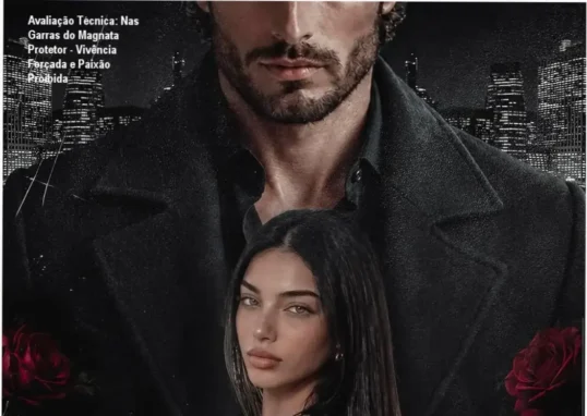 Capa do ebook de romance literário 'Nas Garras do Magnata Protetor' com destaque para a sinopse emocionante.
