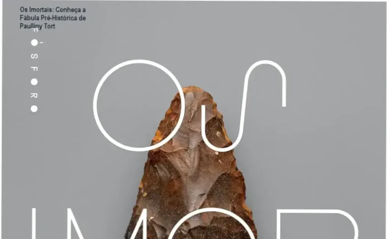 Capa do livro Os Imortais com arte rupestre evocadora de pré-história