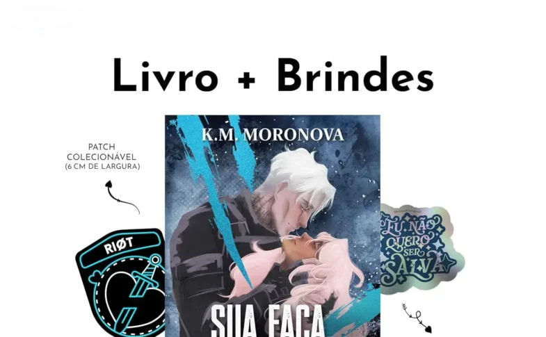 Capa do livro com patch e adesivo de colecionador exibidos