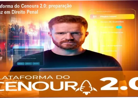 Plataforma do Cenoura 2.0 para estudantes de Direito penal focados em provas da FGV