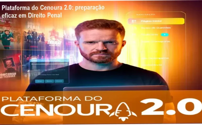 Plataforma do Cenoura 2.0 para estudantes de Direito penal focados em provas da FGV