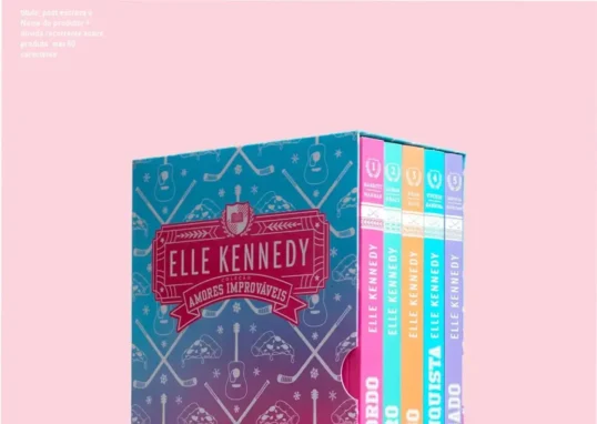 Capa do box Amores Improváveis de Elle Kennedy com acabamento de dupla lombada