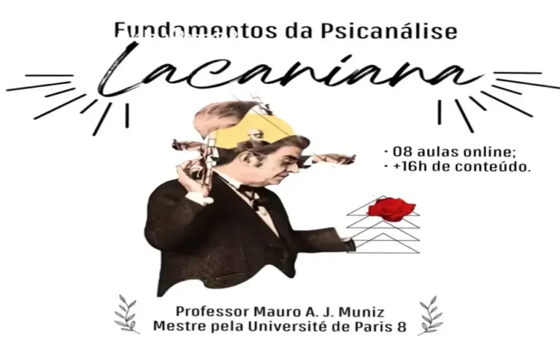 Capa ilustrada com a obra de Jacques Lacan e título do curso.