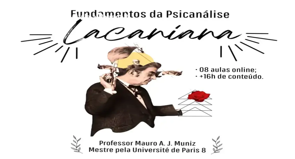 Capa ilustrada com a obra de Jacques Lacan e título do curso.