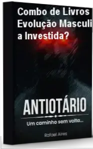 Capa digital com destaque para título 'Combo de Livros de Evolução Masculina' e ícones de crescimento pessoal, autor Rafa arcs em tom direto
