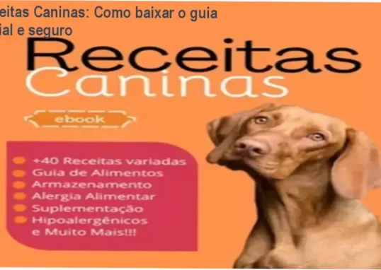 Capa do eBook Receitas Caninas com prato de comida natural para cachorro