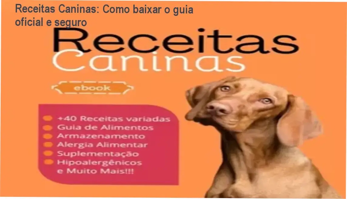 Capa do eBook Receitas Caninas com prato de comida natural para cachorro
