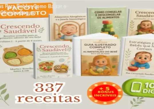 Capa do ebook Receitas Para Bebês Crescendo Saudável em dispositivo móvel