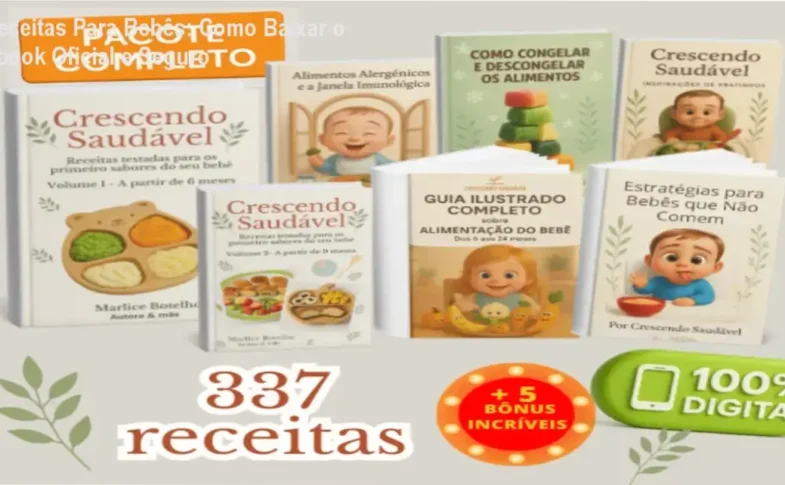 Capa do ebook Receitas Para Bebês Crescendo Saudável em dispositivo móvel
