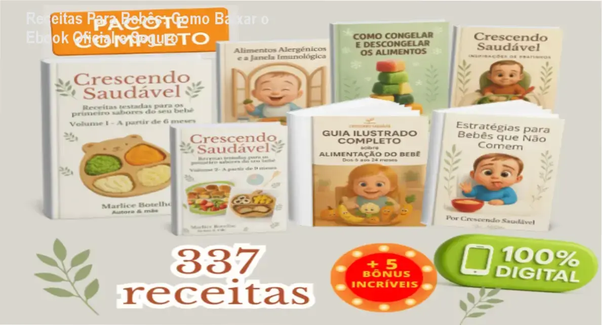 Capa do ebook Receitas Para Bebês Crescendo Saudável em dispositivo móvel
