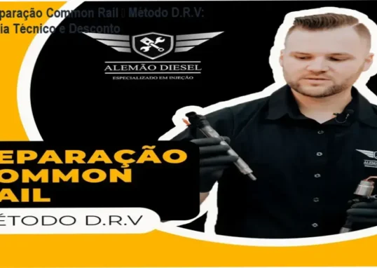 Aula prática do Curso de Reparação Common Rail – Método D.R.V mostrando diagnóstico e reparação com desconto
