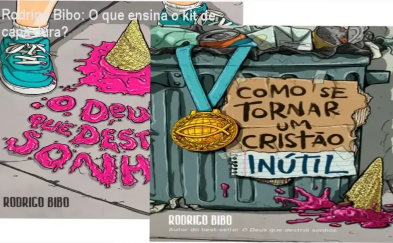 Dois livros de capa dura do Rodrigo Bibo lado a lado sobre uma mesa