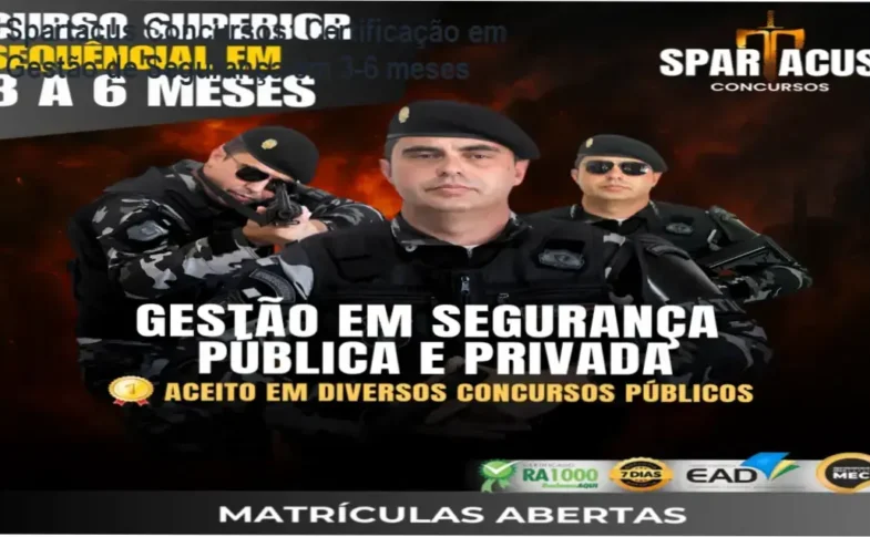 Spartacus Concursos certificado em Gestão de Segurança Pública e Privada