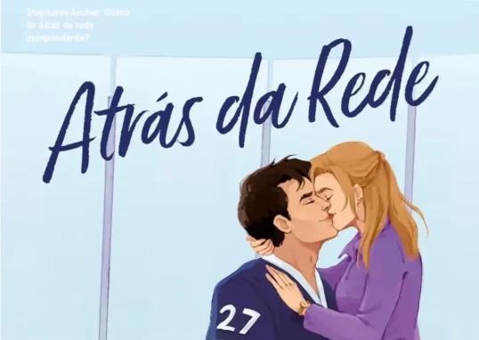 Capa do livro Atrás da rede de Stephanie Archer com tema de hóquei e romance