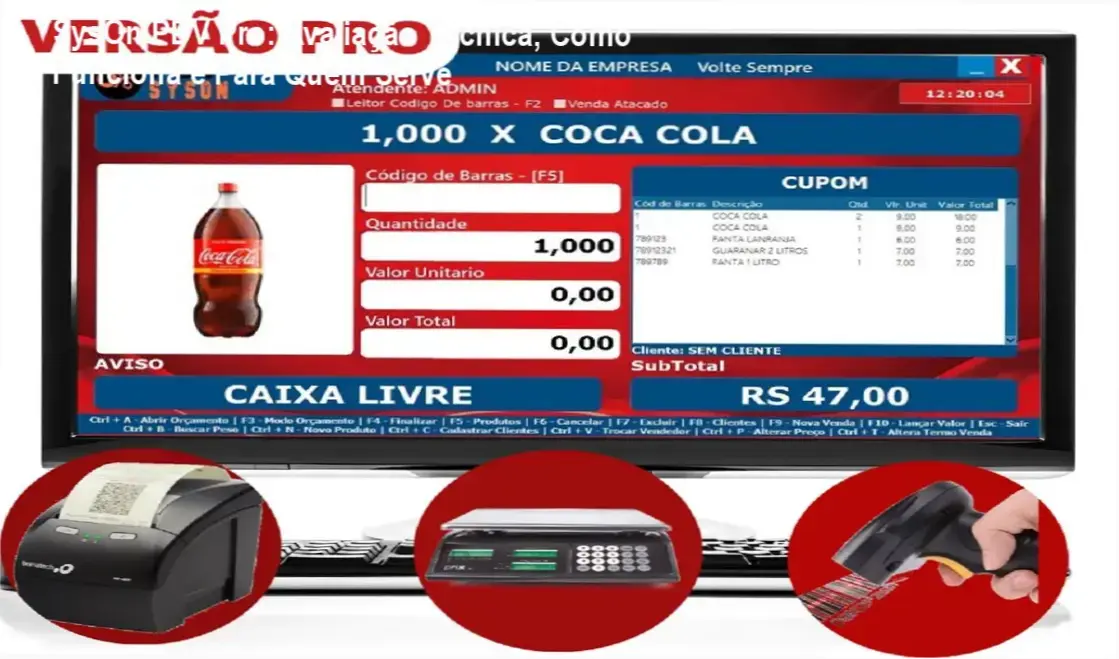 Tela do SysOn PDV Pro mostrando interface intuitiva de ponto de venda