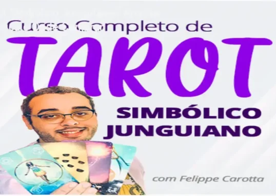 Capa do curso Tarot Simbólico Junguiano de Felippe Carotta mostrando símbolo dos arcanos e oferta promocional