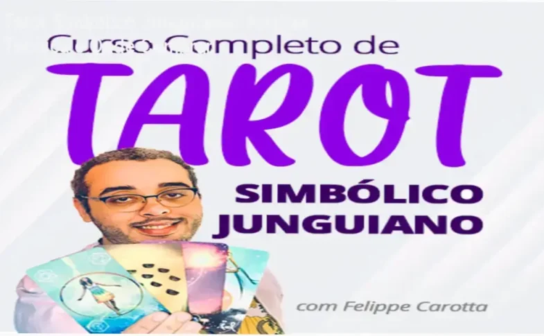 Capa do curso Tarot Simbólico Junguiano de Felippe Carotta mostrando símbolo dos arcanos e oferta promocional