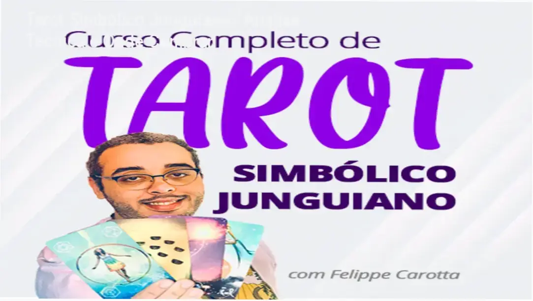 Capa do curso Tarot Simbólico Junguiano de Felippe Carotta mostrando símbolo dos arcanos e oferta promocional