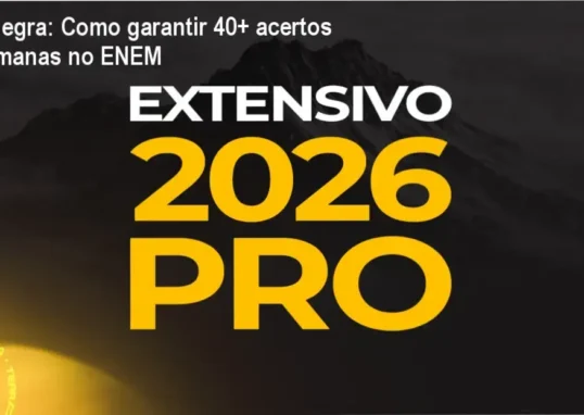 Imagem promocional do Extensivo PRO da Terra Negra mostrando material impresso e aulas ao vivo
