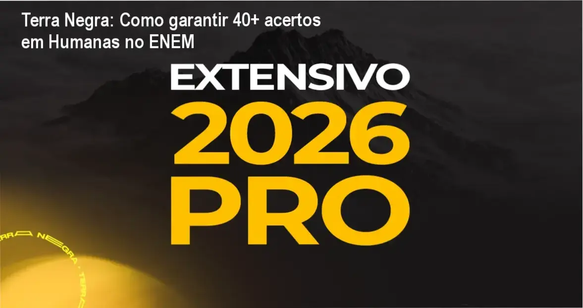 Imagem promocional do Extensivo PRO da Terra Negra mostrando material impresso e aulas ao vivo
