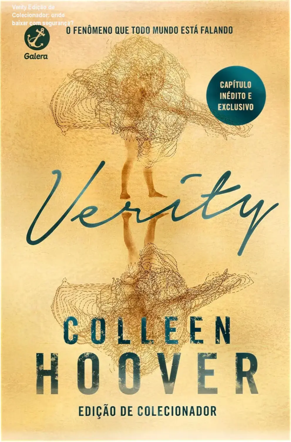 Capa dura da edição de colecionador de Verity de Colleen Hoover sobre fundo neutro