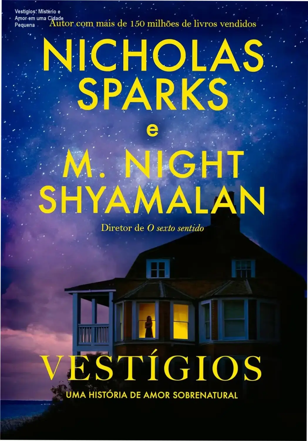 Capa do livro Vestígios mostrando arquitetos e elementos sobrenaturais em uma cidade com ambiência misteriosa