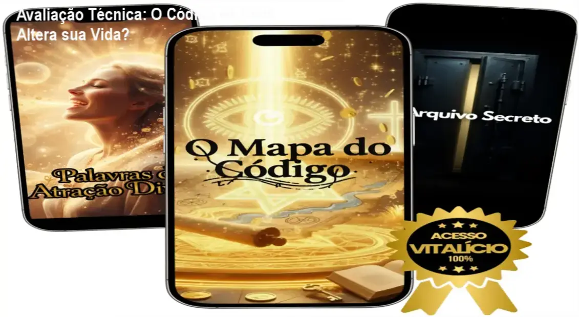 Personagem analisando um mapa mental com conceitos de física quântica e PNL para transformação pessoal.